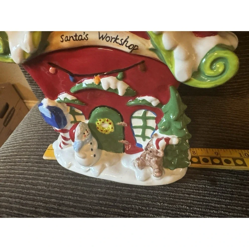 Harry & David Santa's Workshop Ceramic Cookie Jar Holiday Christmas Kitchen